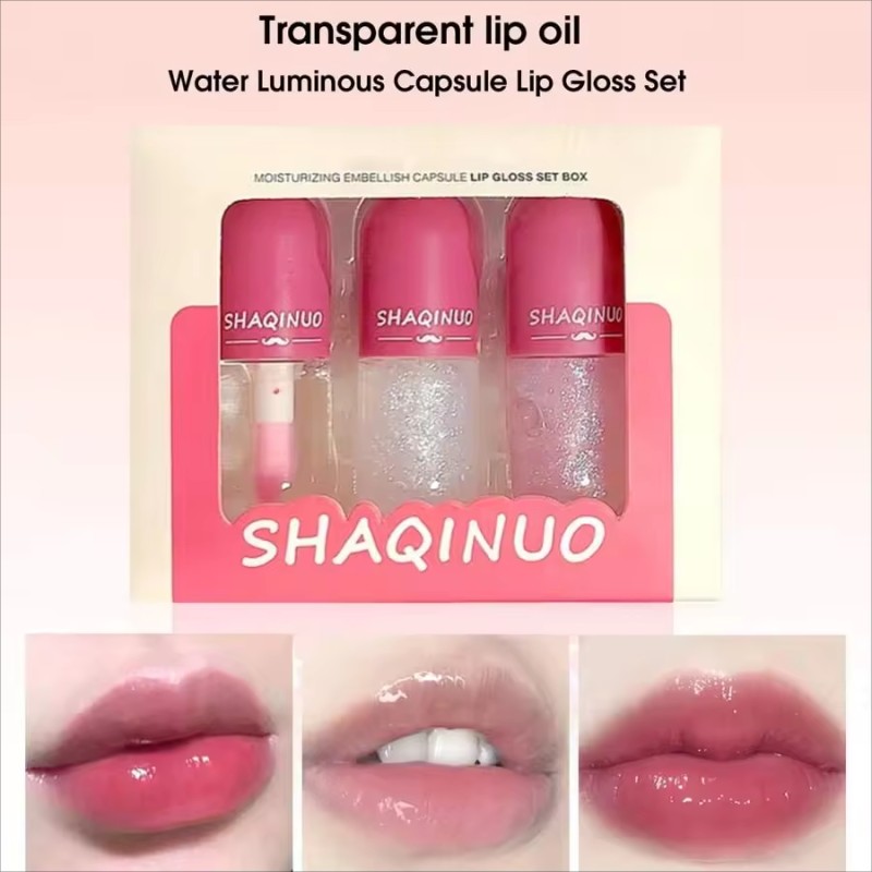 Lip Gloss Set Manufacturer - SHAQINUO Matte 3 Colors Nourishing Lip Oil 2 in 1