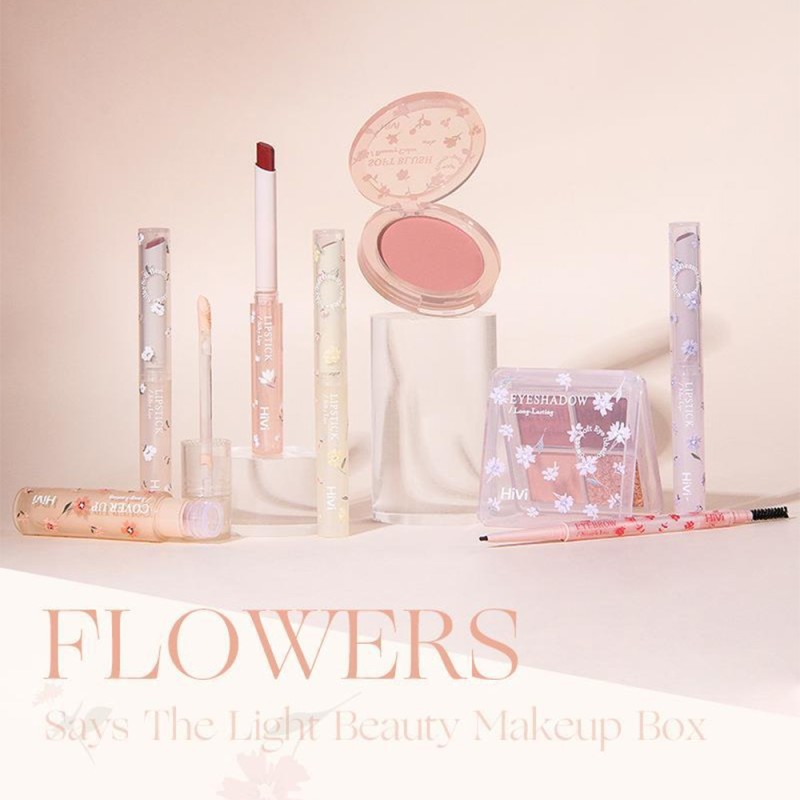 Makeup Set Gift Box Supplier - Flower Beauty Set Gift Box Hivi Velvet Lip Glaze 8pcs
