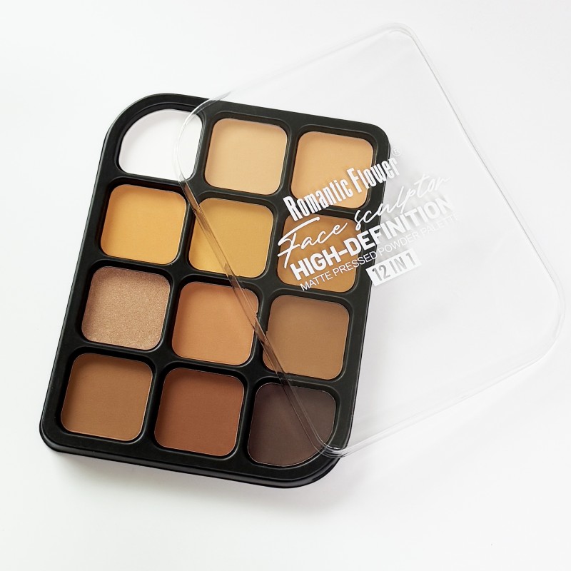 Powder Palette Manufacturer - Romantic Flower 12 Colors Full Coverage Matte 12 in 1 for Dark Skin