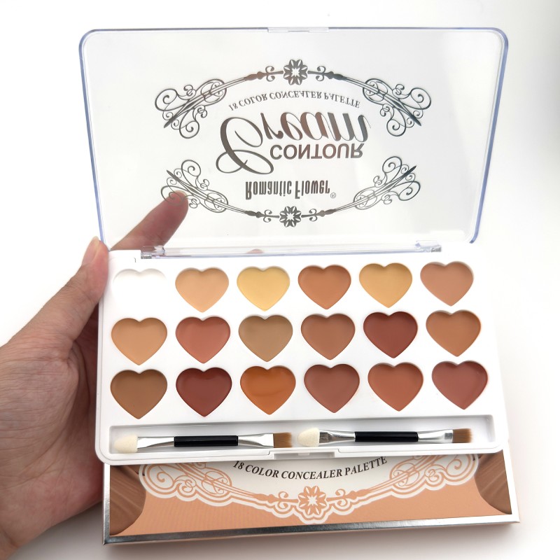 Concealer Cream Palette Manufacturer - Wholesale Popular 18 Color Heart-Shaped Waterproof Contour