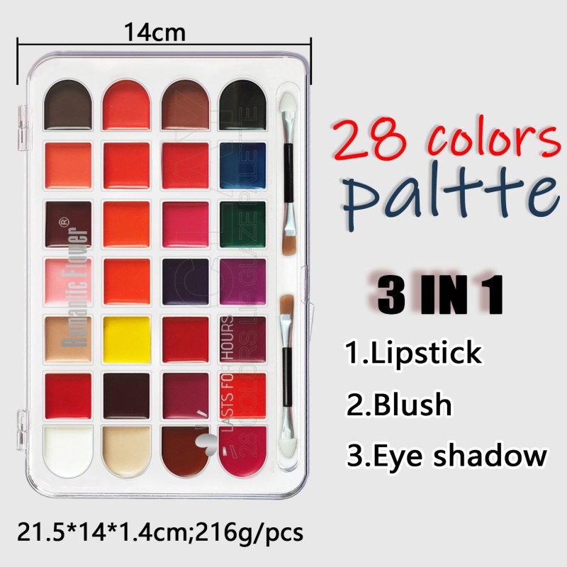 Lip Gloss Palette Manufacturer - 28 Color Wholesale Waterproof Long-lasting Full Coverage with Brush