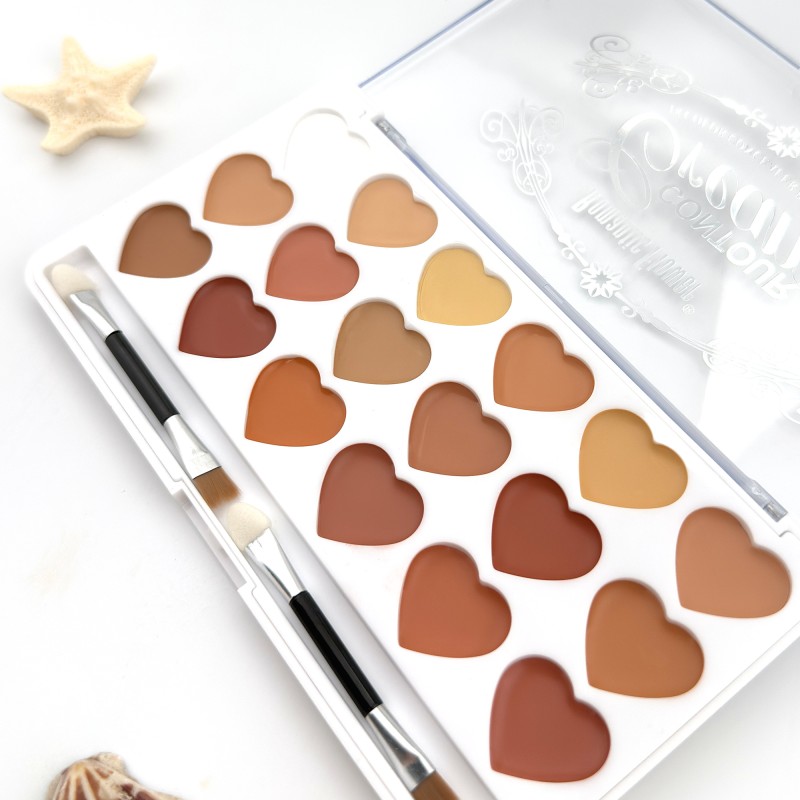 Concealer Cream Palette Manufacturer - Wholesale Popular 18 Color Heart-Shaped Waterproof Contour