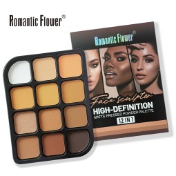 Powder Palette Manufacturer - Romantic Flower 12 Colors Full Coverage Matte 12 in 1 for Dark Skin