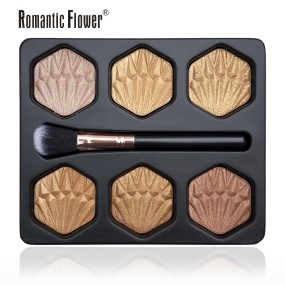 Highlighter Palette Supplier - 2025 New High Quality Glow Makeup Kit 6 Shades with Soft Brush