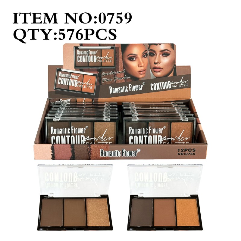 Pressed Powder Palette Factory - Private Label High Pigmented 3 in 1 Highlight Bronzer Contour