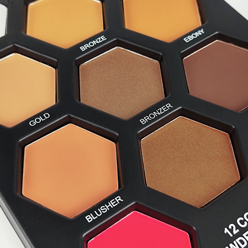 Pressed Powder Palette Manufacturer - Romantic Flower 12 Colors 3 in 1 Contour Highlight Blush