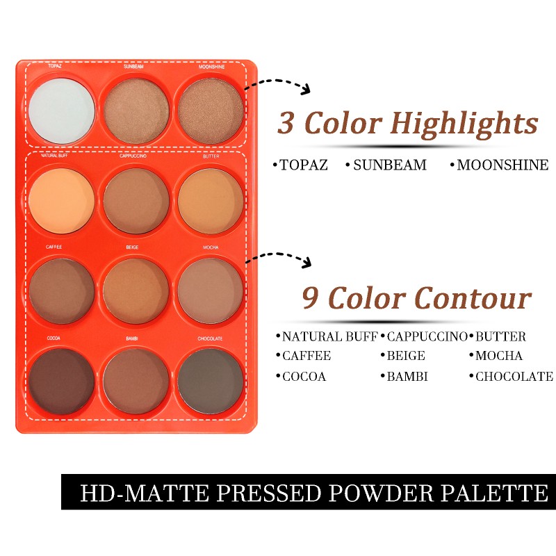 Contour Palette Factory - Wholesale 12 Shades 3 Color Highlights 9 Colors Contour