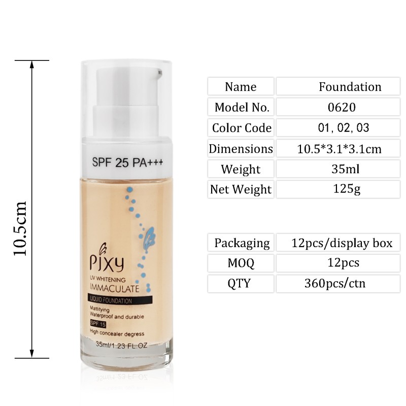 Foundation Manufacturer - New Private Label PIXY 3 Colors Full Coverage Matte Bottle Pump Head