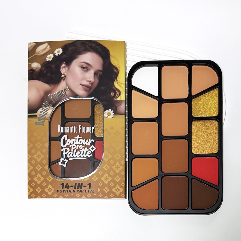 Powder Palette Factory - New Design Private Label 14 in 1 Contour Highlight Blush