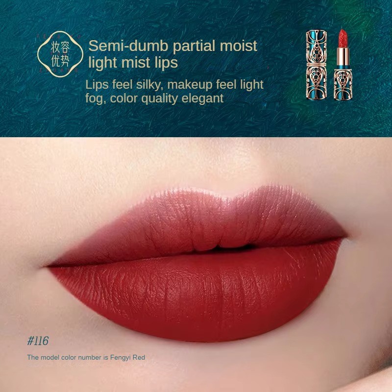 Matte Lipstick Factory - Luxurious Hollow Carved Soft Mist Lipstick Vegan Long Lasting Waterproof