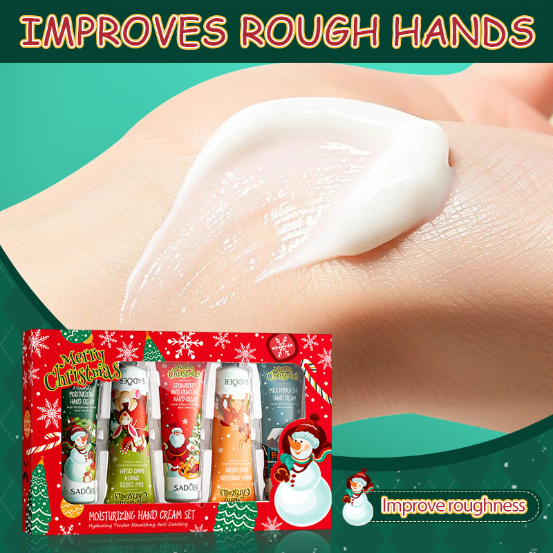Hand Cream Set Supplier - SADOER Five-Piece Set Autumn Winter Organic Christmas Gift Box Moisturizing