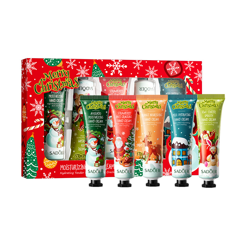 Hand Cream Set Supplier - SADOER Five-Piece Set Autumn Winter Organic Christmas Gift Box Moisturizing