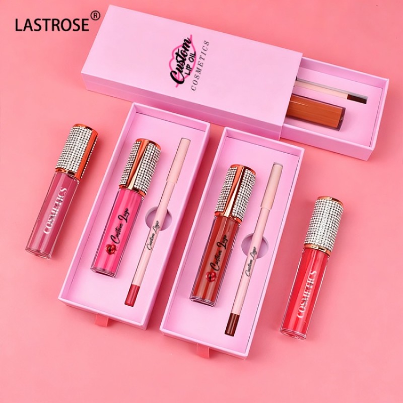 Lip Gloss Kit Manufacturer - Private Label 2 in 1 Lipgloss and Lip Liner Box Set High Pigmented Makeup
