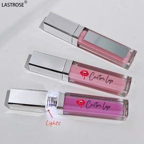 LED Lip Gloss Supplier - Private Label Lip Gloss LED Tube with Mirror Lipstick Lipgloss Nude Colors Led Light