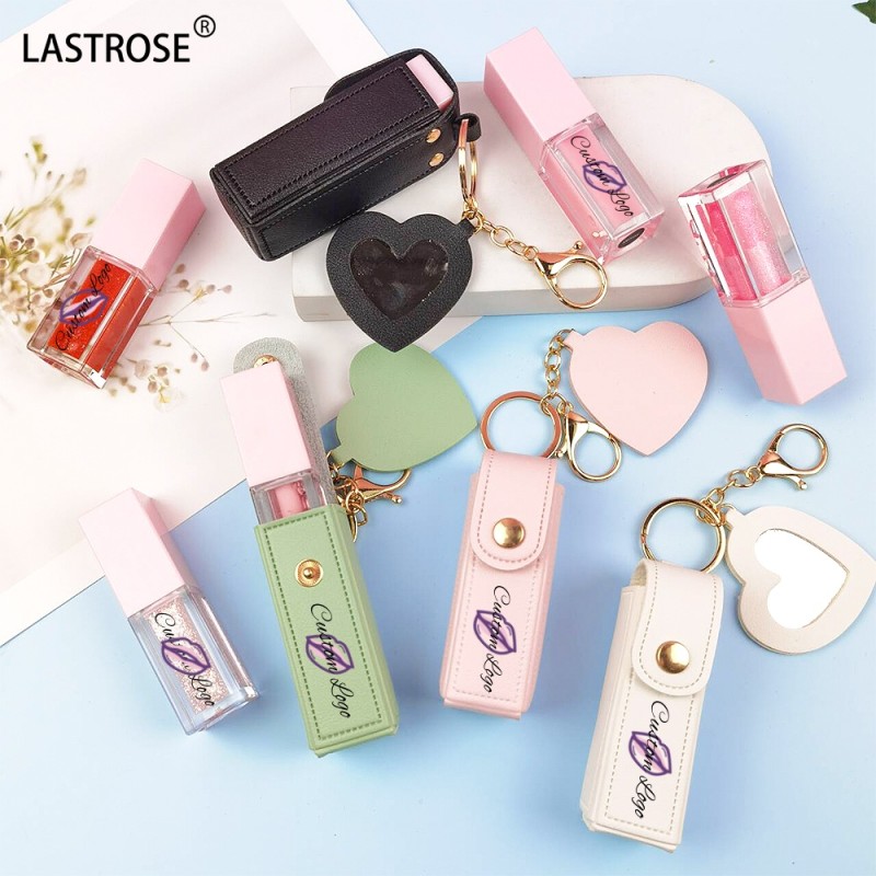 Lip Oil PU Bag Factory - Wholesale Small square Travel Lip Oil PU Bag Lipstick Holder Bag with Keychain Mini