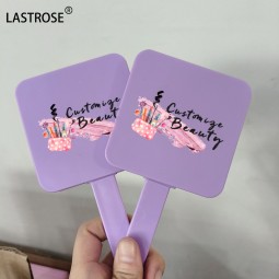 Handheld Rhinestone Mirrors Manufacturer - Women's Beauty Portable Makeup Mirror Private Label Purple Square Heart