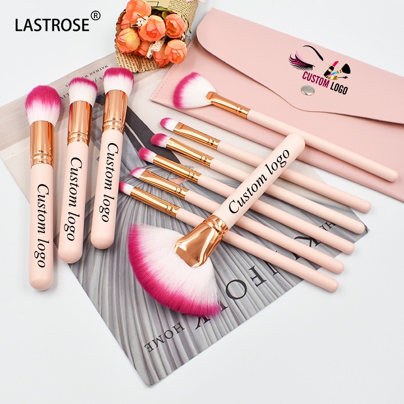 Powder Foundation Brush Set Supplier - Powder Foundation Brush Set Private Label Pink Make-up Brushes for Makeup Synthetic