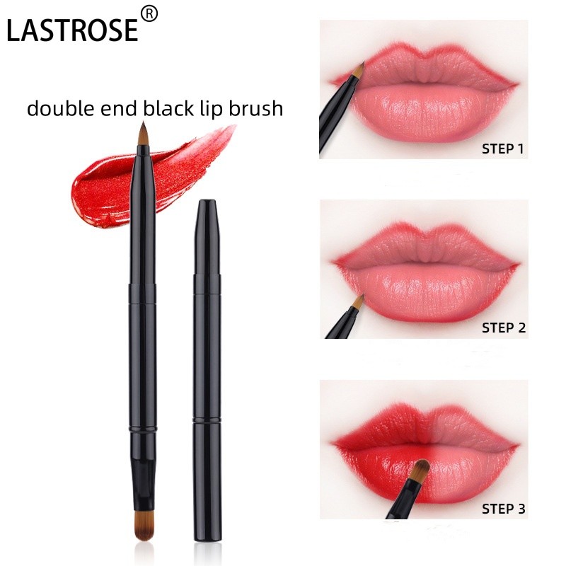 Double Head Lip Brush Factory - Wholesale Price Double Head 2 in 1 Lip Brush Retractable Lip Brush Portable Lipstick Brush