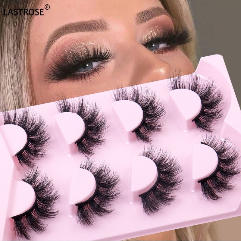 Volume Fake Eyelashes Manufacturer - 4 Pairs Cruelty-Free 25mm Length 8D Vegan Fluffy Faux 3D Mink Lashes Russian