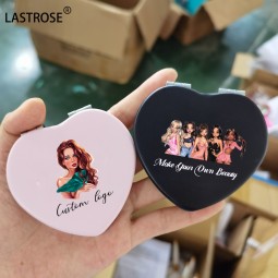 Pocket Mirror Factory - Double-Sided PU Foldable Mirror Wholesale Private Label Heart Cosmetic Mirror Portable