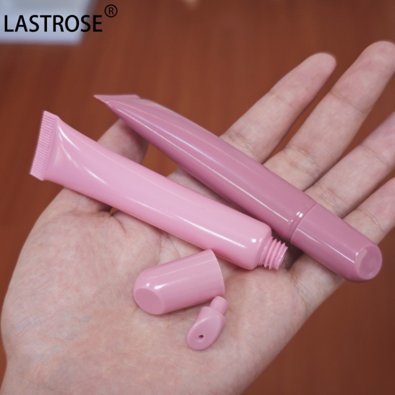 Glossy Lip Balm Tube Factory - Wholesale 10ML Glossy Lip Balm Squeeze Tube Packaging White Pink Plastic PE Material Squeeze