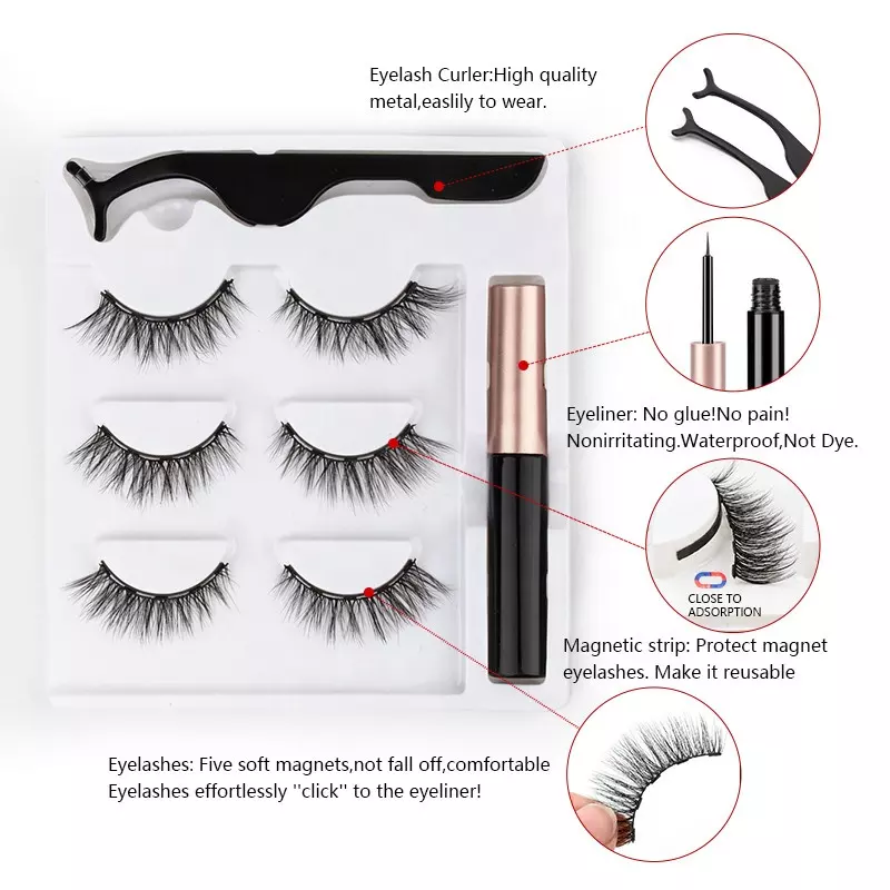 Magnetic Lashes Kit Supplier - Natural Fake Lashes Case Magnetic Lashes Liquid Eyeliner Eyelash 3d Magnet False Eyelash