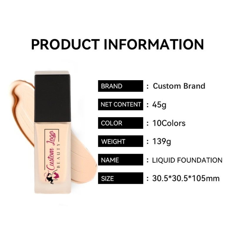 Liquid Foundation Manufacturer - Matte Waterproof Medium Full Coverage Brighten Makeup Liquid Foundation Private Label Face