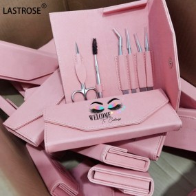 Pink 6 in 1 Kit Factory - Pink 6 in 1 Kit Stainless Steel Lashes Tweezers Applicator Scissors Brush Private Label Eyelash