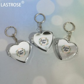 Pocket Mirror Factory - Make Your Own Logo Mini Heart Metal Pocket Mirror Blank Keychain Makeup Mirror