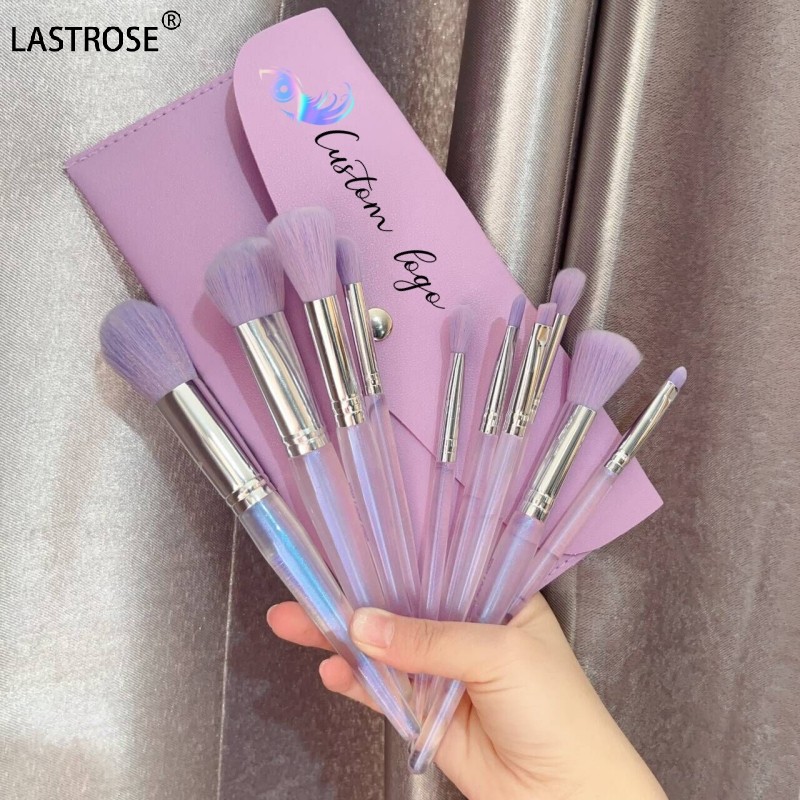 Purple Makeup Brush Set Factory - Professional 10-Piece Purple Makeup Brush Set Contour Blending and Foundation for Face