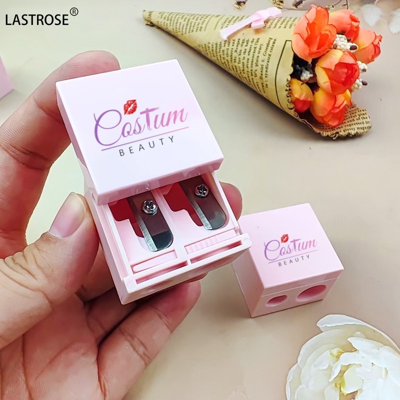 Pencil Sharpener Factory - Private Label Pink Black Lip Liner Pencil Sharpener Wholesale Double Hole Plastic Pencil Sharpener