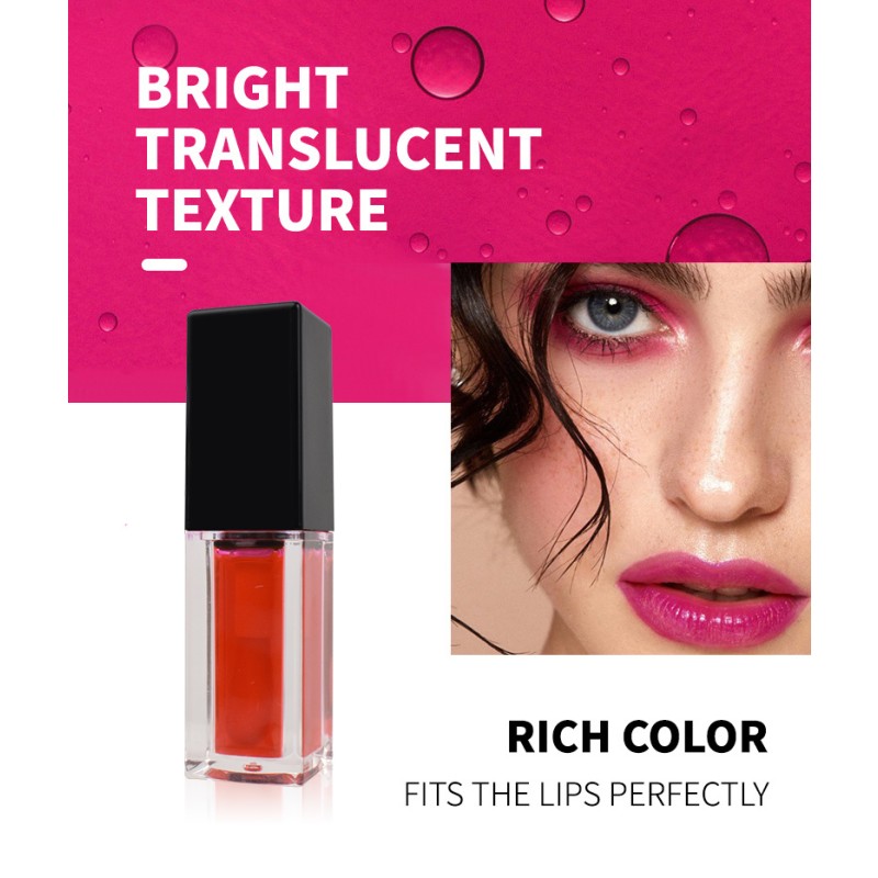 Lip Tint Liquid Supplier - Black Private Label Lip Tint Liquid Water Lipgloss Vegan 6 Colors High Pigment