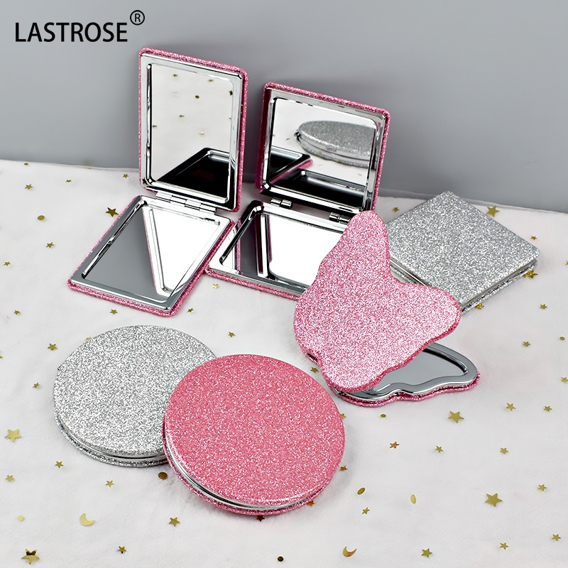 Compact Makeup Mirror Manufacturer - Wholesale Small Handheld Pocket Mirror Double Side Butterfly Pink Glitter