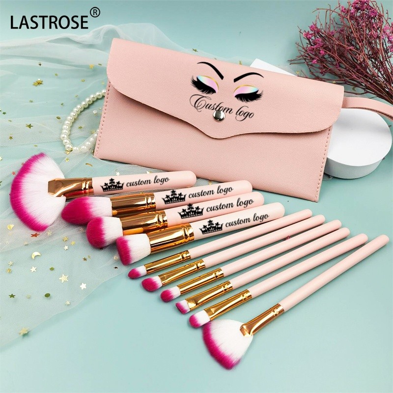 Foundation Brush Set Manufacturer - 10PCS Beauty Foundation Brush Premium Makeup Brush Set Wooden Handle Pink Cosmetic