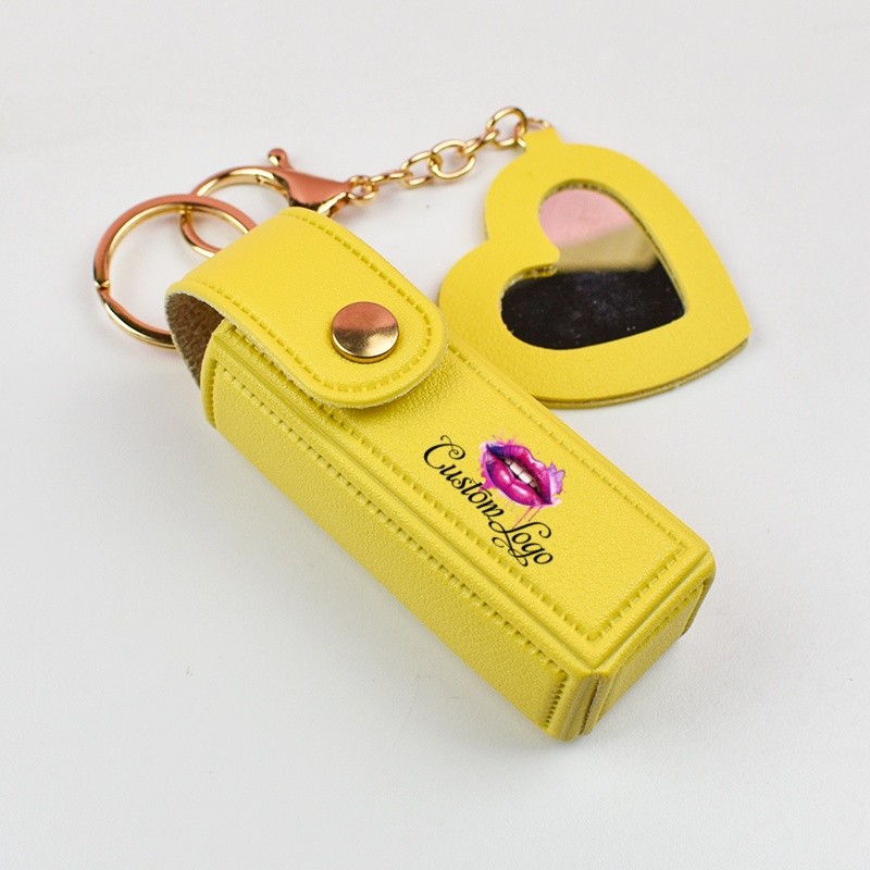 Lip Oil PU Bag Factory - Wholesale Small square Travel Lip Oil PU Bag Lipstick Holder Bag with Keychain Mini