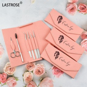 Luxury Tweezers Set Supplier - Wholesale Pink 6PCS Set Luxury Tweezers Brush Tool Set Private Label Sharp Fiber Eyelash