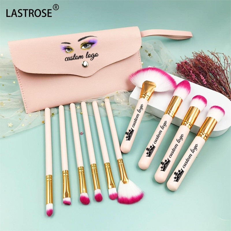 Pink Makeup Brush Kit Supplier - Professional Pink Makeup Brush Kit Foundation Blending Blush Powder 10 Single Brush With Pink