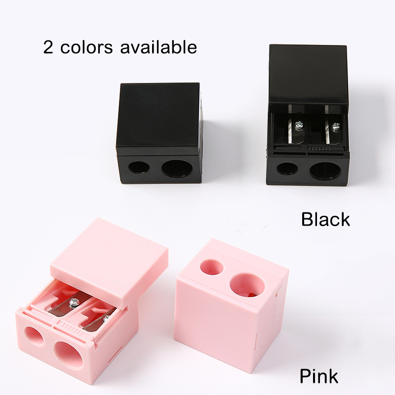 Eyebrow Pencil Sharpener Manufacturer - OEM Black Eyebrow Pencil Sharpener Private Label Double Hole Plastic Lip Liner Pencil