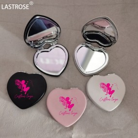 Folding Cosmetic Mirrors Supplier - Wholesale Double Side Folding Cosmetic Mirrors Heart Shape Pu Leather Folding