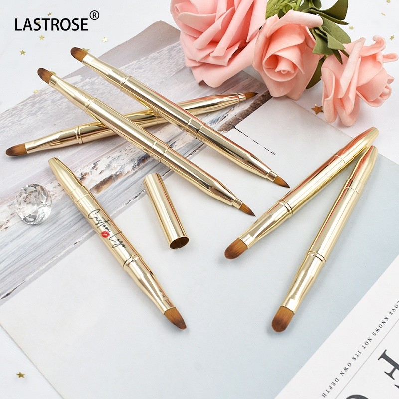 Double Head Lip Brush Factory - Wholesale Price Double Head 2 in 1 Lip Brush Retractable Lip Brush Portable Lipstick Brush