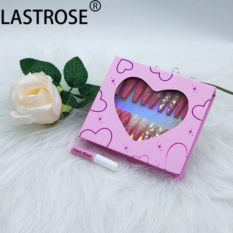 Empty Nail Box Factory - Wholesale Empty Nail Box Luxury False Fingernails Hot Selling Hand Made Rhinestone Press on Nails