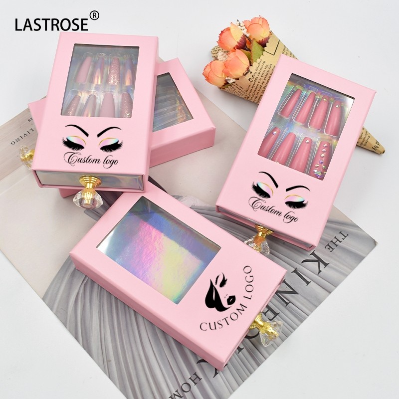 Nail Case Manufacturer - OEM Wholesale Long Coffin Shaped Nail Case OEM Empty Fingernail case High Quality 24pcs Press