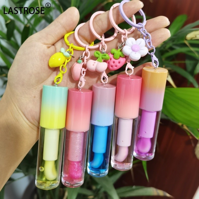 Lip Oil Supplier - Cute Vegan Scented Moisturizing Lip Oil Wholesales Fruit Shimmer Key Chain Private Label