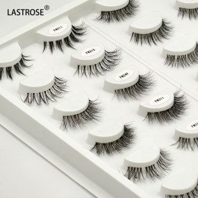 False Natural Eyelashes Manufacturer - Natural Fluffy Faux Mink Eyelash Strips Wholesale Eye Lashes Clear Band