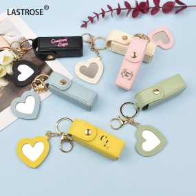 Lip Oil PU Bag Factory - Wholesale Small square Travel Lip Oil PU Bag Lipstick Holder Bag with Keychain Mini