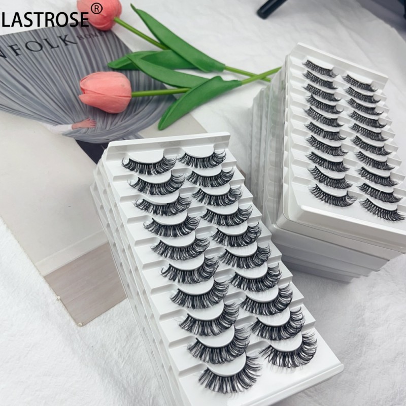 Russian Volume Eyelash Factory - Eyelash Factory 10 Pairs D Curl Russian Volume Eyelash Pre-cut Cat Wispy Dramatic Segment