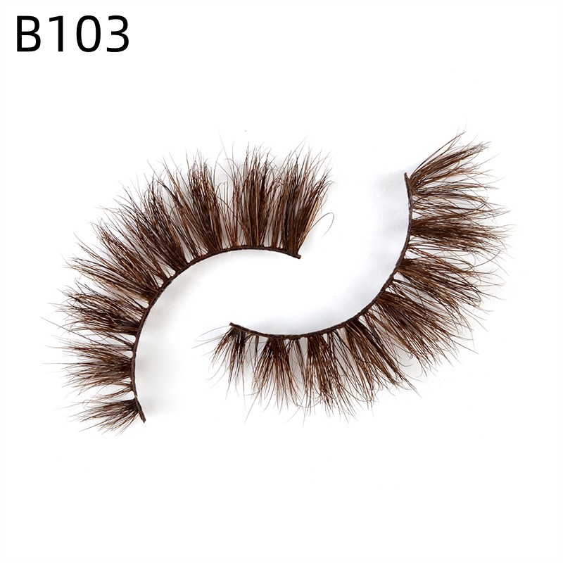 Strip Eyelash Factory - Hot Selling 10 Styles 18mm Brown Mink Strip Eyelashes Cruelty-Free Vegan 3D