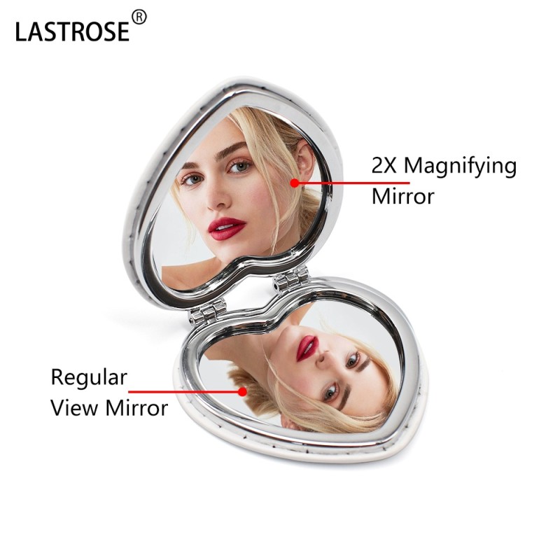 Compact Mirror Manufacturer - Wholesale Private Label Magnification Heart Shape Mirror Dual Side Hand Portable