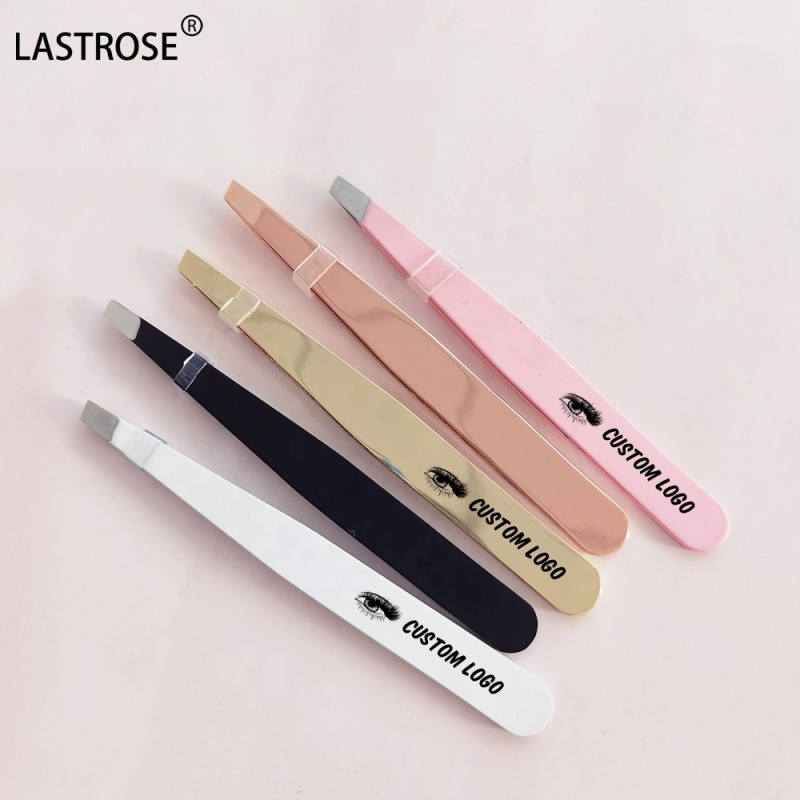 Makeup Eyelash Tweezers Supplier - Pink Makeup Eyelash Tweezers Girls Makeup Slanted Tip Professional Eyebrow Tweezer Applicator