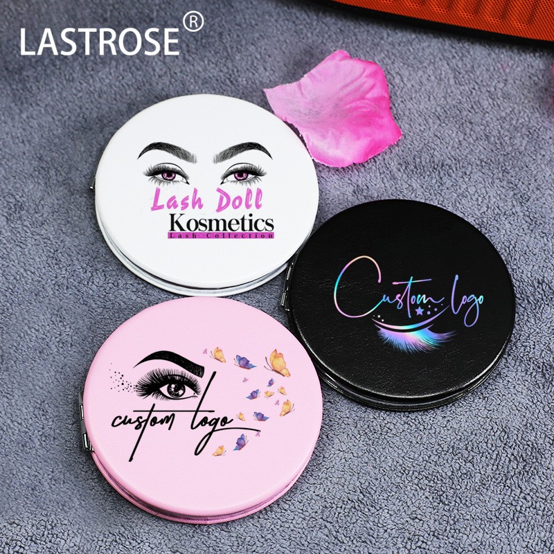 Makeup Mirror Manufacturer - Private Label Makeup Mini Small Mirror Hand PU Double Side Foldable